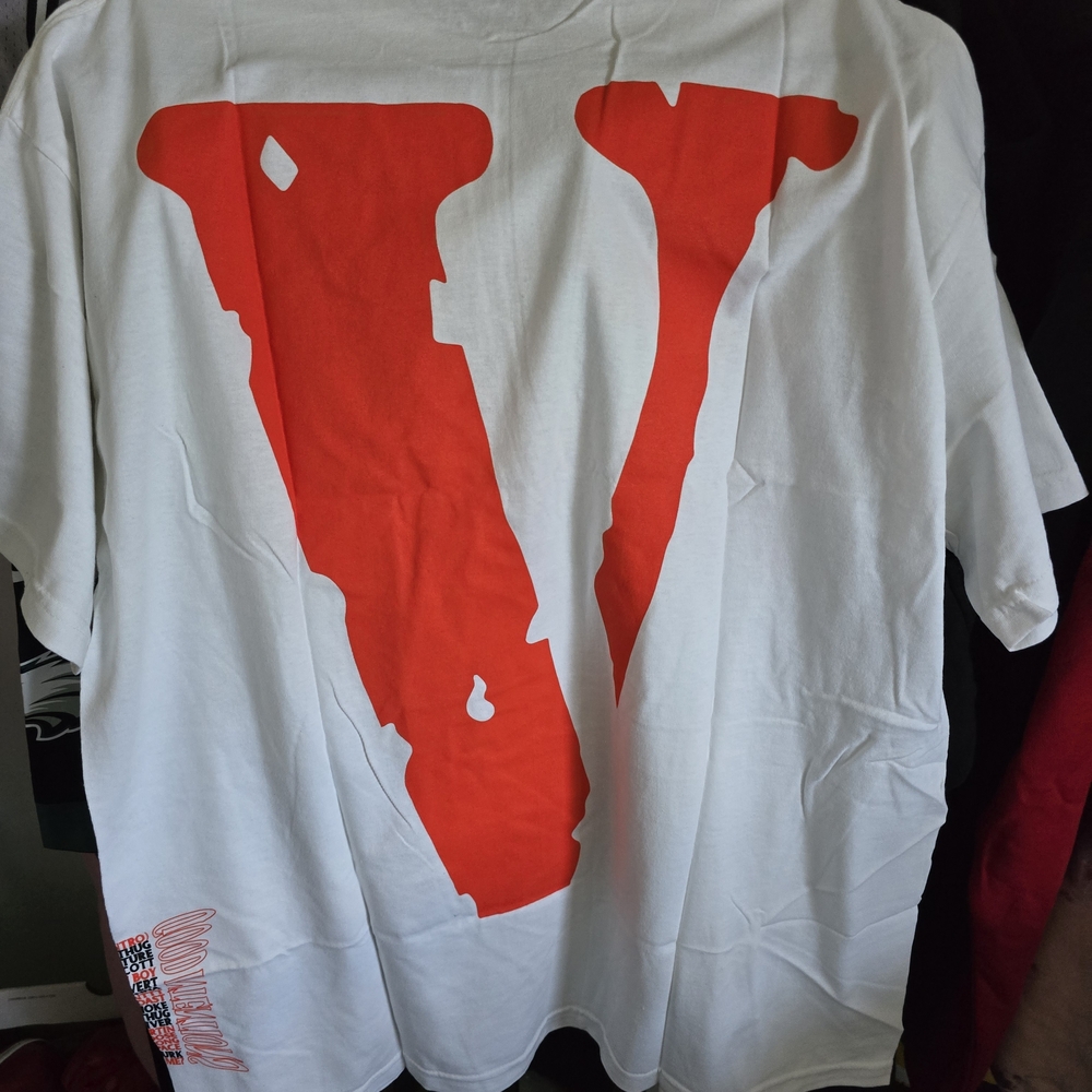 New VLone White T-Shirt with Orange Graphic